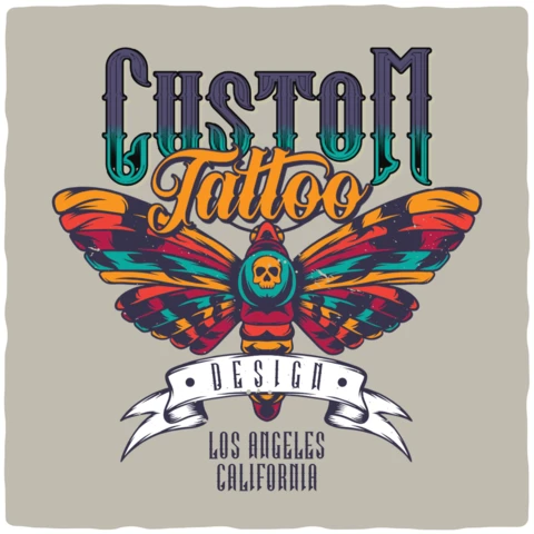Plantilla de diseño de camiseta personalizada con polilla del tatuaje