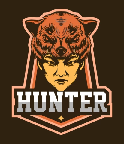 Bear Hunter Mascot Logo Design Template