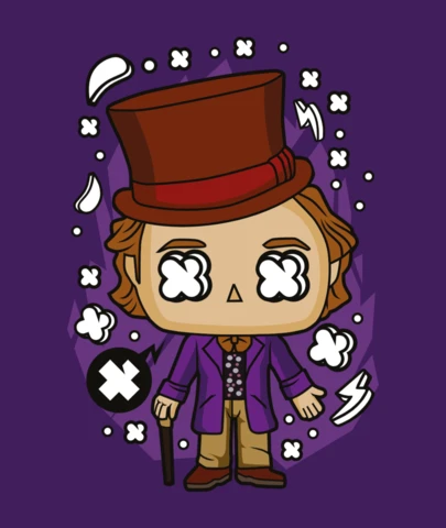 Willy Wonka popcultuur t-shirt ontwerp sjabloon