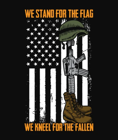We Stand For The American Flag Veteran T-Shirt Design