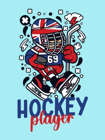 Hockey Player Great Britain T-Shirt Design Template