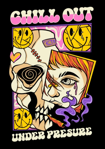 Chill Out Skull Graphic T-Shirt Design Template