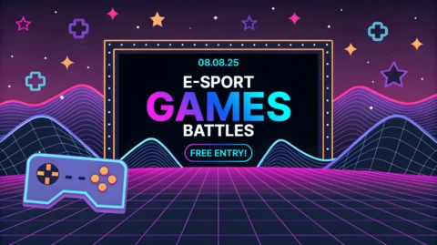 Retro Gaming Tournament Flyer Template with Neon Design Elements