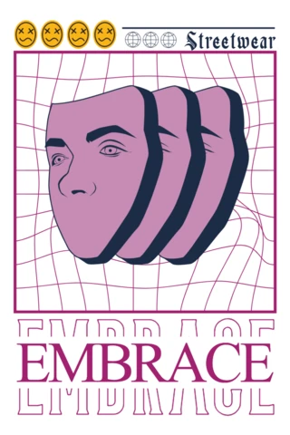 Embrace Streetwear Design Template with Abstract Artistic Face Graphics for Apparel