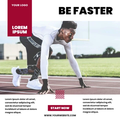 Be Faster Athletic Promotional Social Media Post Design Template