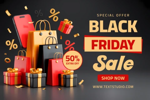 Black Friday Sale Design Template with Gift Boxes for Promotional Flyers