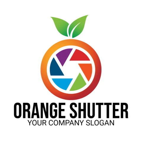 Orange Camera Shutter Logo Design Template