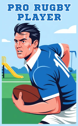 Dynamic Rugby Player Design Template for Sports Merchandise