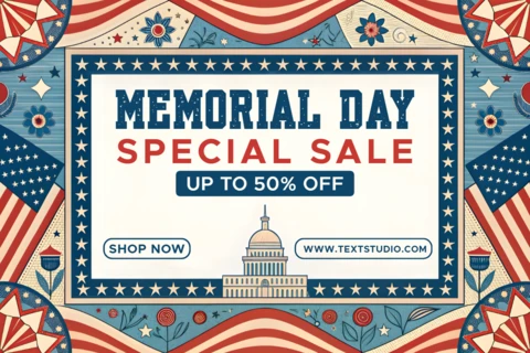 Patriotic Memorial Day Sale Template Design - Editable Promotional Banner