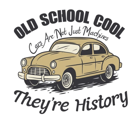 Modèle de design d'illustration de voiture vintage : style rétro old school cool
