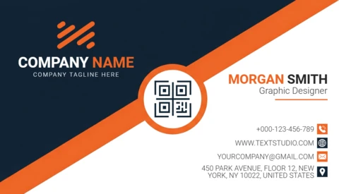 Modèle de carte de visite créatif composition géométrique et intégration de code QR