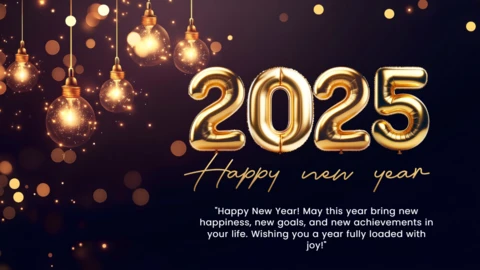 Elegant Gold Lights 2025 Happy New Year Design Template