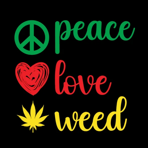 Plantilla de diseño de camiseta Peace love weed