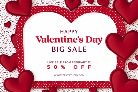 Modèle de design pour les soldes de la Saint-Valentin - promotion de 50