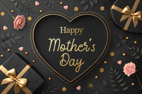 Elegant Mother's Day Card Design Template with Floral and Gold Accents