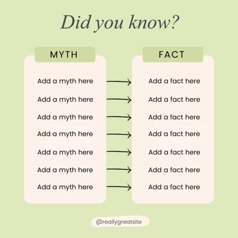 Myth and Fact Comparison Instagram Post Design Template
