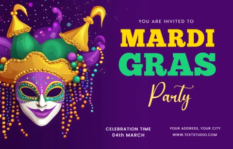 Mardi gras partisi davetiye tasarım şablonu