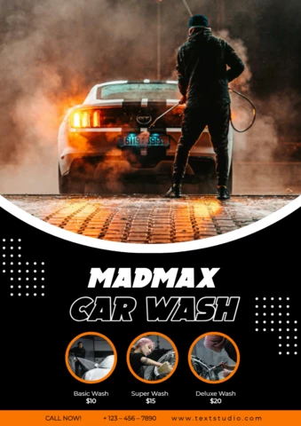 Black Modern Automotive Car Wash Flyer