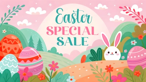 Plantilla de diseño de venta de Pascua caprichosa para promociones festivas