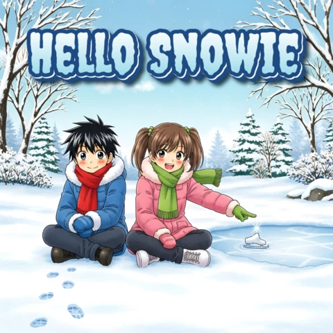 Winter Wonderland Anime Design Template for Kids Apparel