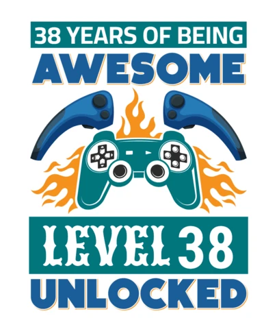 Impresionante plantilla de diseño de cumpleaños gamer: 38 años subiendo de nivel