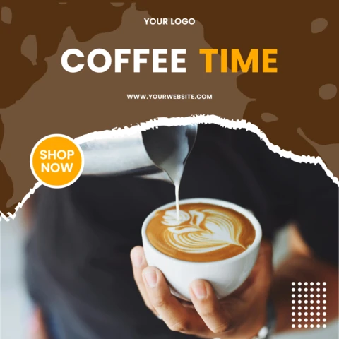 Coffee Time Social Media Square Post Design Template