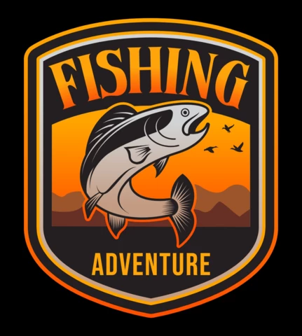 Modello di progettazione logo colorato di pesca
