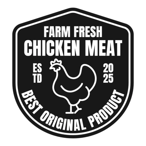 Farm Fresh Chicken Meat Logo Design Template