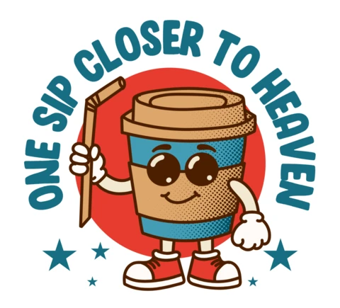Playful Cartoon Coffee Cup Design Template for Fun Merchandise