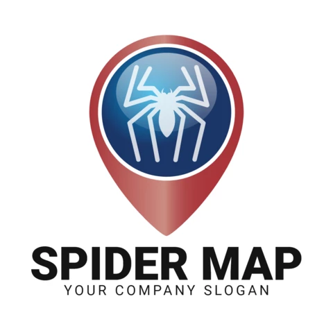 Spinnen locatiekaart logo ontwerp sjabloon