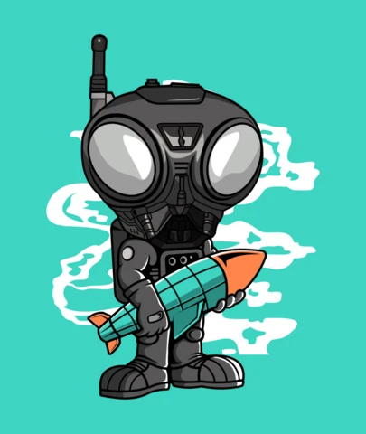 Q9-O Rocket Comic Caricature Pop Culture T-Shirt Design Template