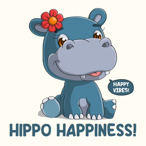 Modèle d'hippopotame joyeux pour des projets mignons et ludiques