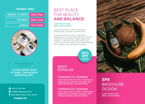 Spa Brochure Template with Natural Elements and Modern Design for Wellness Promotion