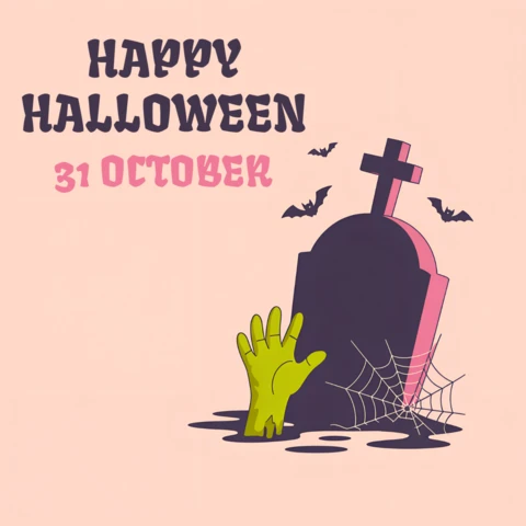 Diseño espeluznante de cementerio de Halloween para plantillas de carteles minimalistas y tarjetas de felicitación.