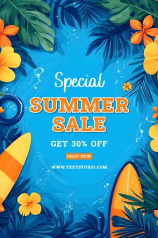 Vibrant Tropical Summer Sale Design Template for Editable Promotions