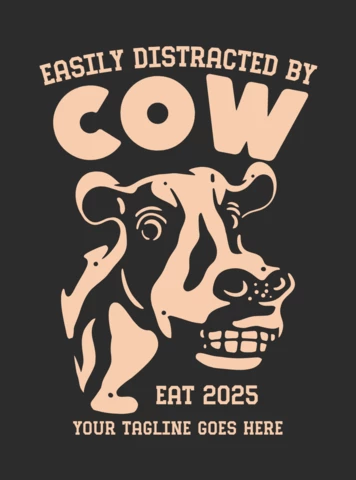 Modelo de design de camiseta vintage de vaca sorridente
