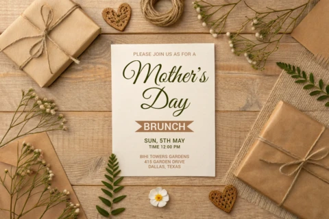 Rustic Mother's Day Brunch Invitation Template Design