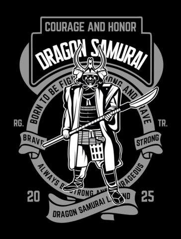 Dragon Samurai Art Deco T-shirt Design Template