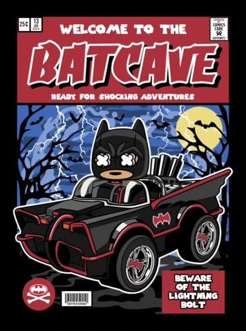Bat Cave Cartoon Character Magazine Cover Design Template