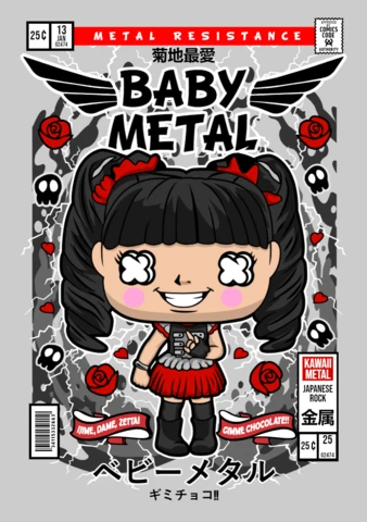 Baby Metal Cartoon Character Magazine Cover Design Template