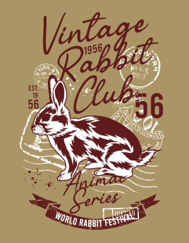 Modèle de t-shirt de club de lapin vintage