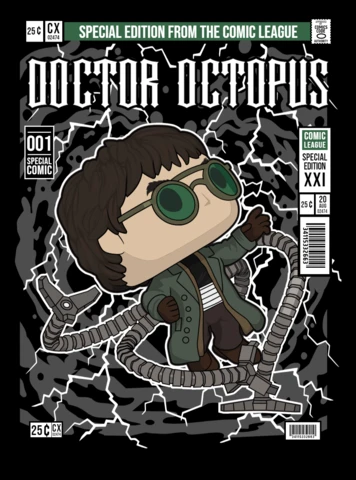 Modèle de conception de couverture de magazine de personnage de dessin animé Dr Octopus