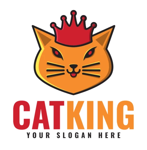 Modello di progettazione del logo del re gatto
