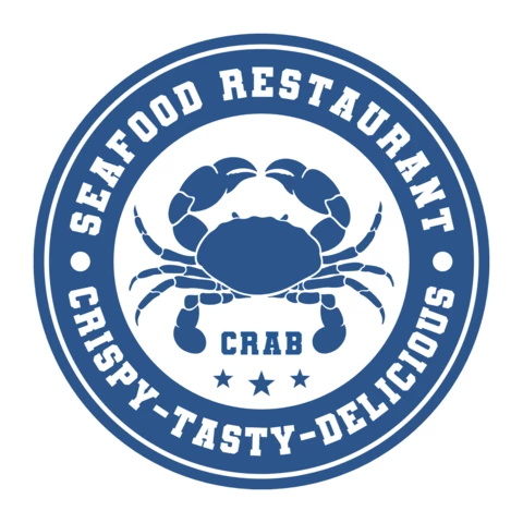 Logotipo de restaurante de frutos do mar com caranguejo delicioso
