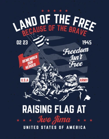 Army Rising Flag America T-shirt Design Template
