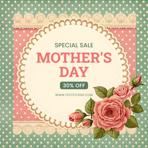 Mother's Day Vintage Sale Poster with Floral Accents