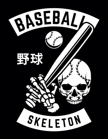 Baseball Skeleton T-Shirt Design Template