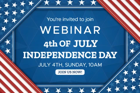 Independence Day Webinar Invitation Template with Patriotic Design
