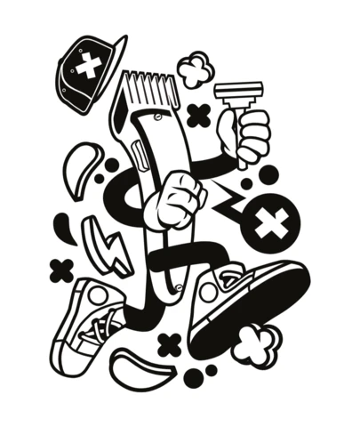 Hair Clipper Cartoon CharacterT-Shirt Design Template