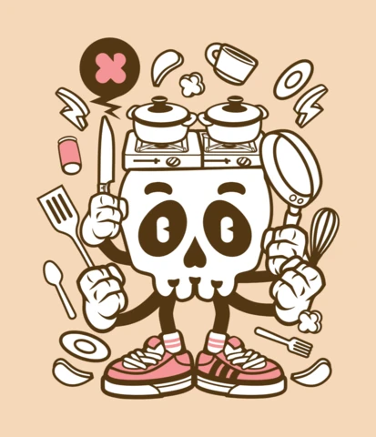 Cooking Skull Cartoon Character Design Template